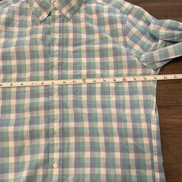 J. Crew Blue Green White Gingham Long Sleeve Button Down Slim Shirt, Size Small - Picture 3 of 5